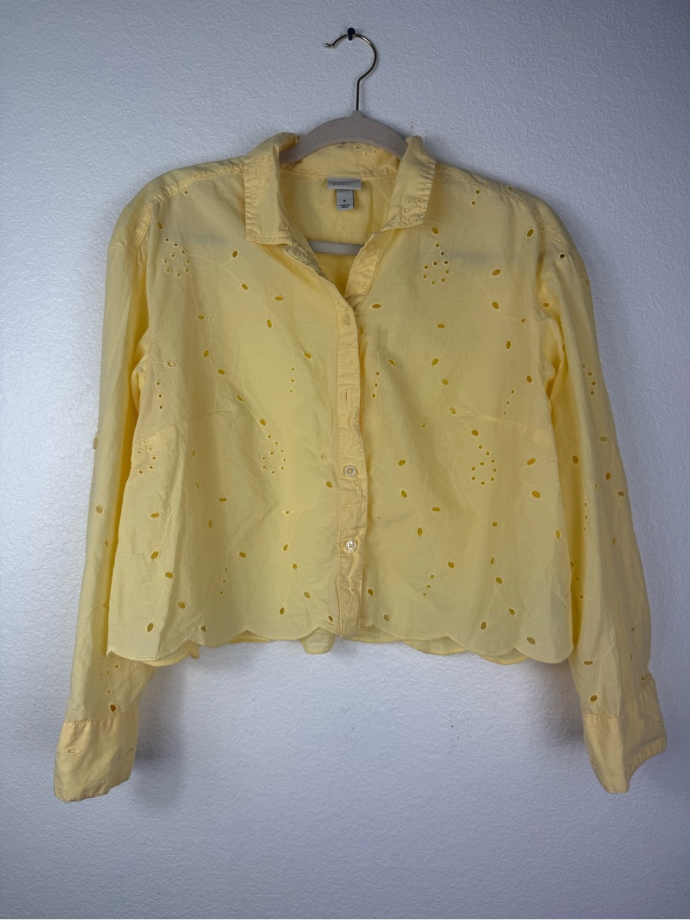 a new day Yellow Eyelet High Waist Shorts and blouse set size S - Picture 3 of 13